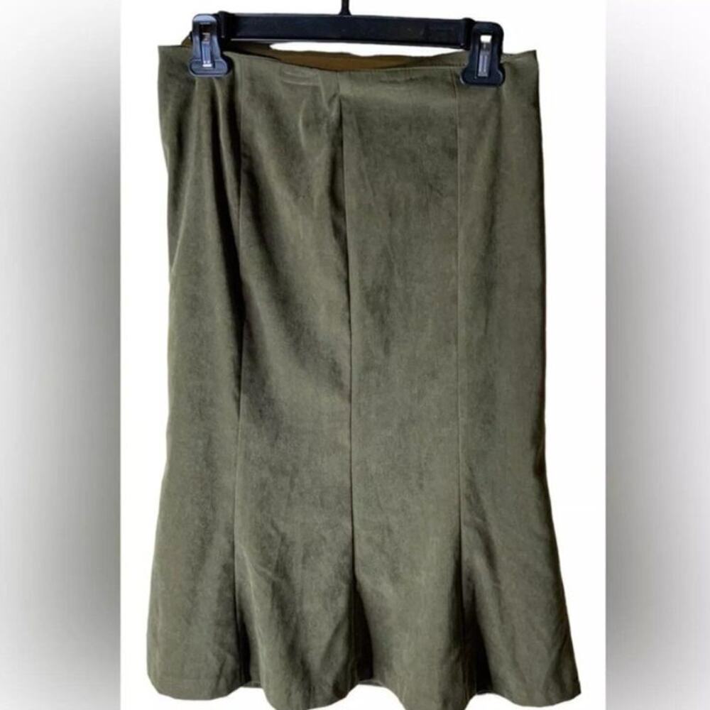 Metro Girl Midi Skirt Women's Size Medium Stretch A Line Back Zip Green